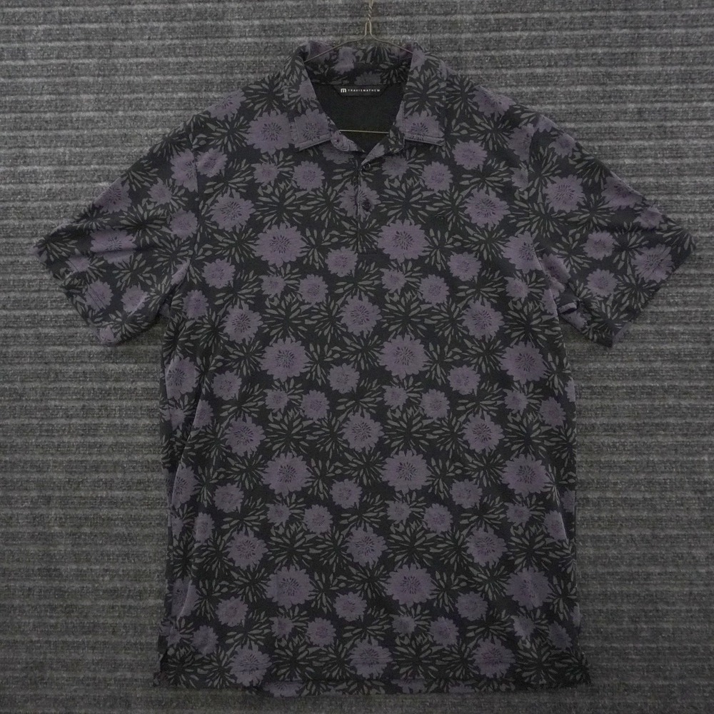 TravisMathew Polo Shirt Mens XL Purple Floral Short Sleeve Golf Top